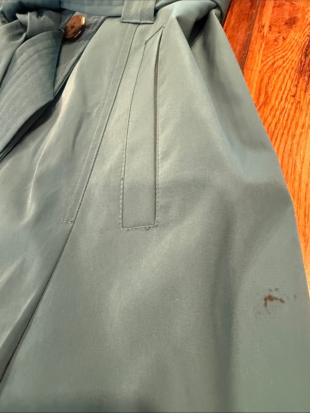 London Fog Teal Blue Classic Trench Coat Rain Jacket Petite XS PXS - Picture 11 of 11
